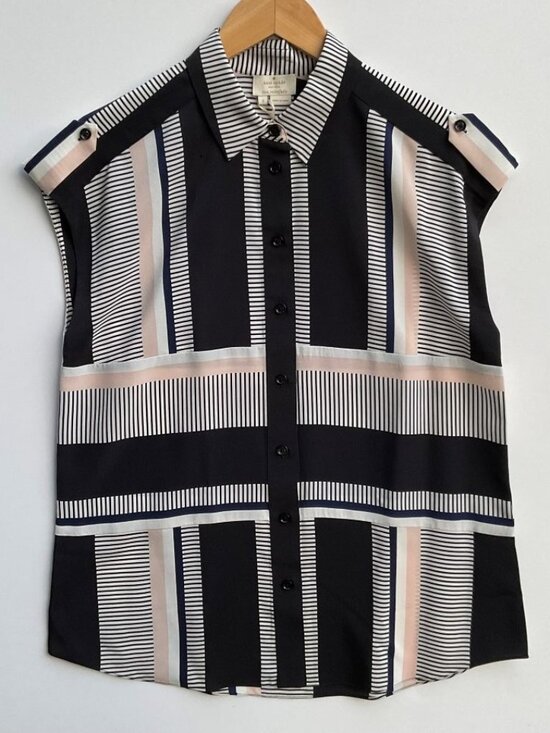 kate spade Tops - Kate Spade Bay Stripe Silk Blouse Size S